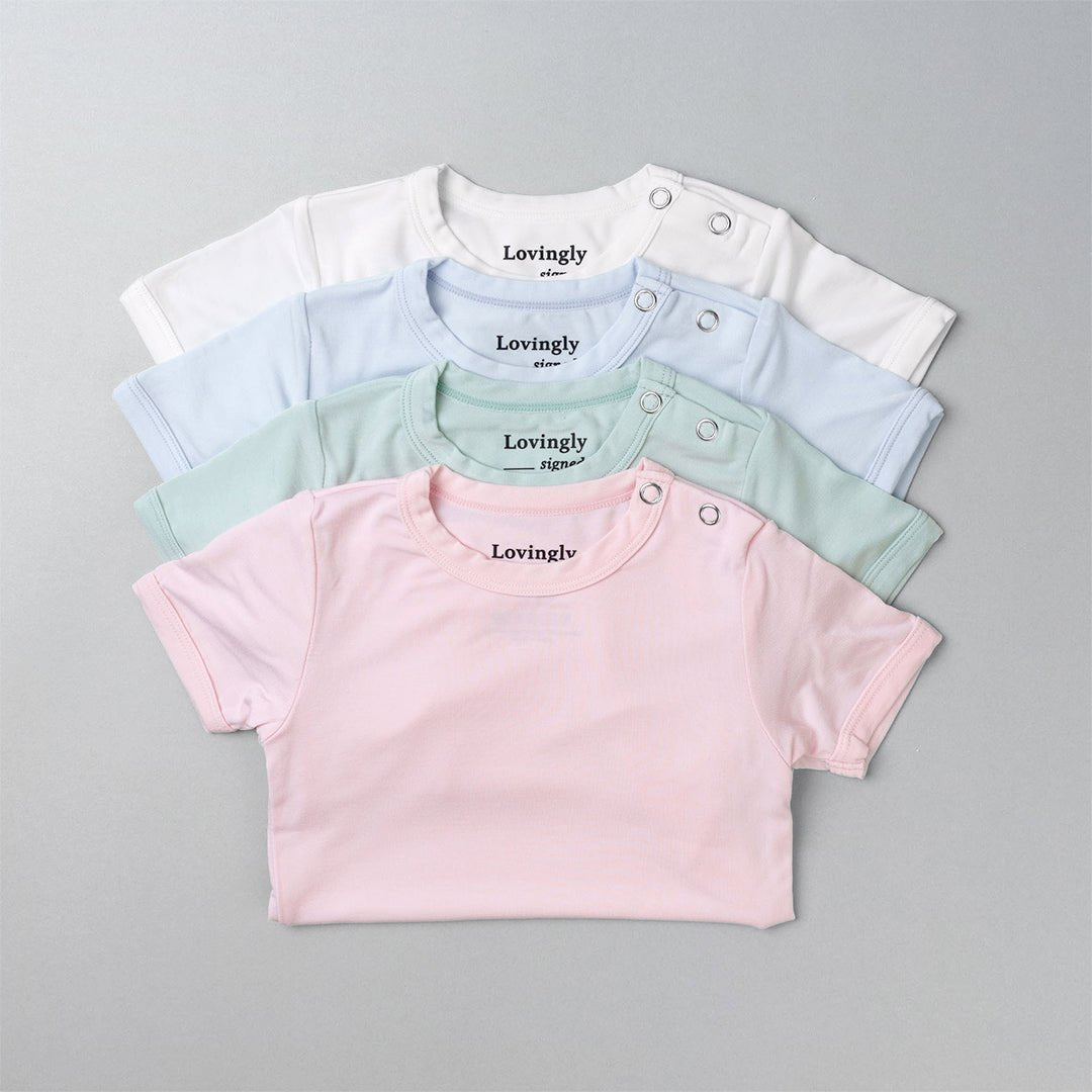 Bamboo Babygrow in 4 colours - White, Blue, Green and Pink
