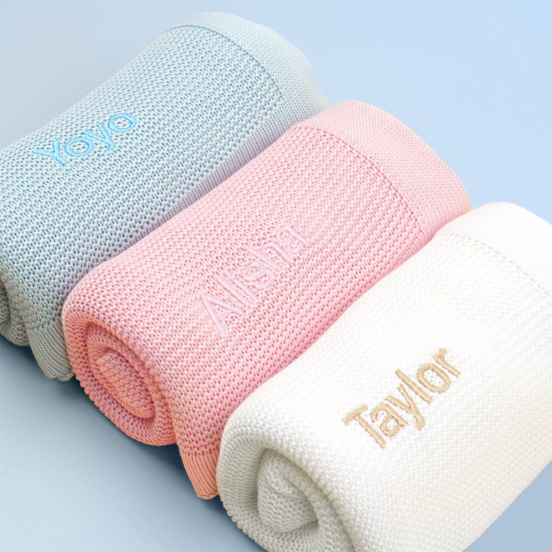 Personalised Bamboo Cellular Blanket in 3 colours