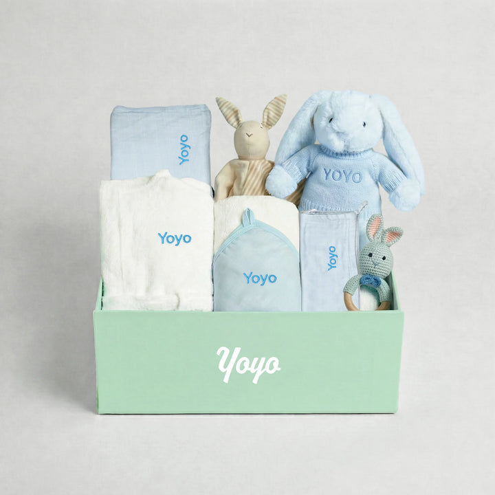 Bamboo bunny bliss gift set in blue