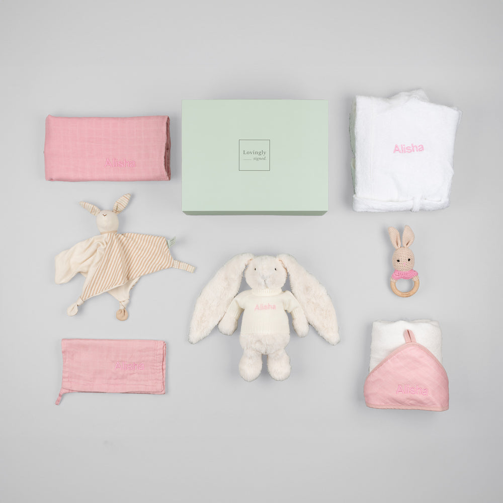 Bamboo bunny bliss gift set in pink