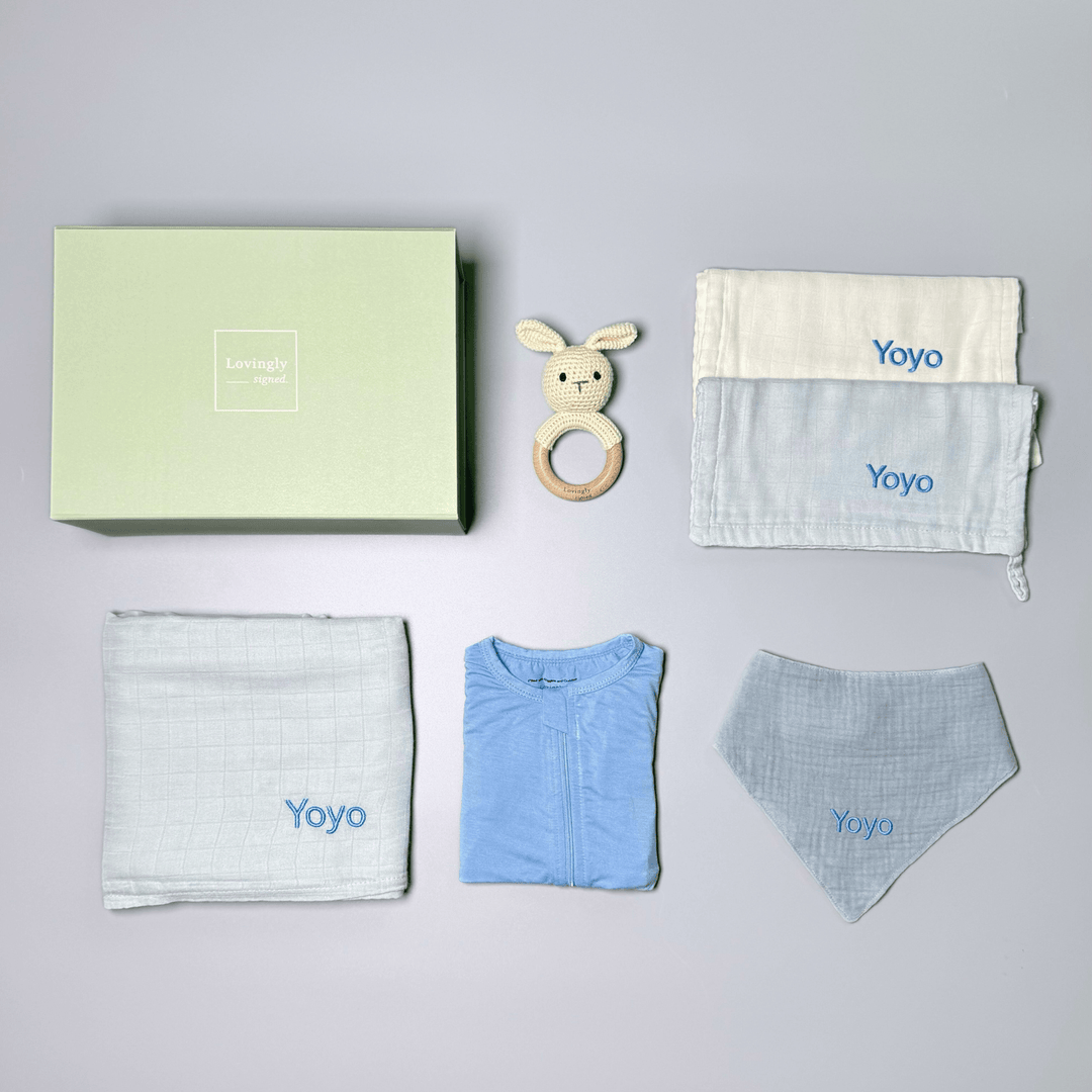 Bamboo Bunny Gift Set in Blue
