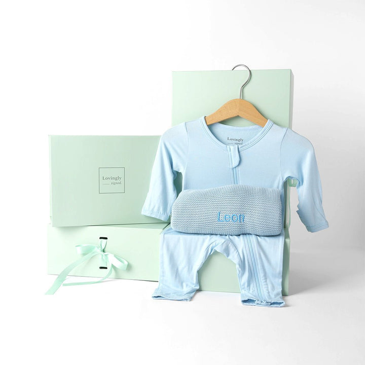 Personalised Bamboo Essentials Gift Set in Blue
