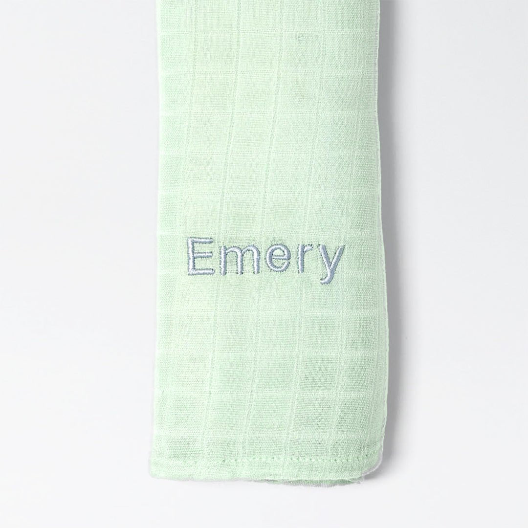 Personalised Green Bamboo Muslin Swaddle