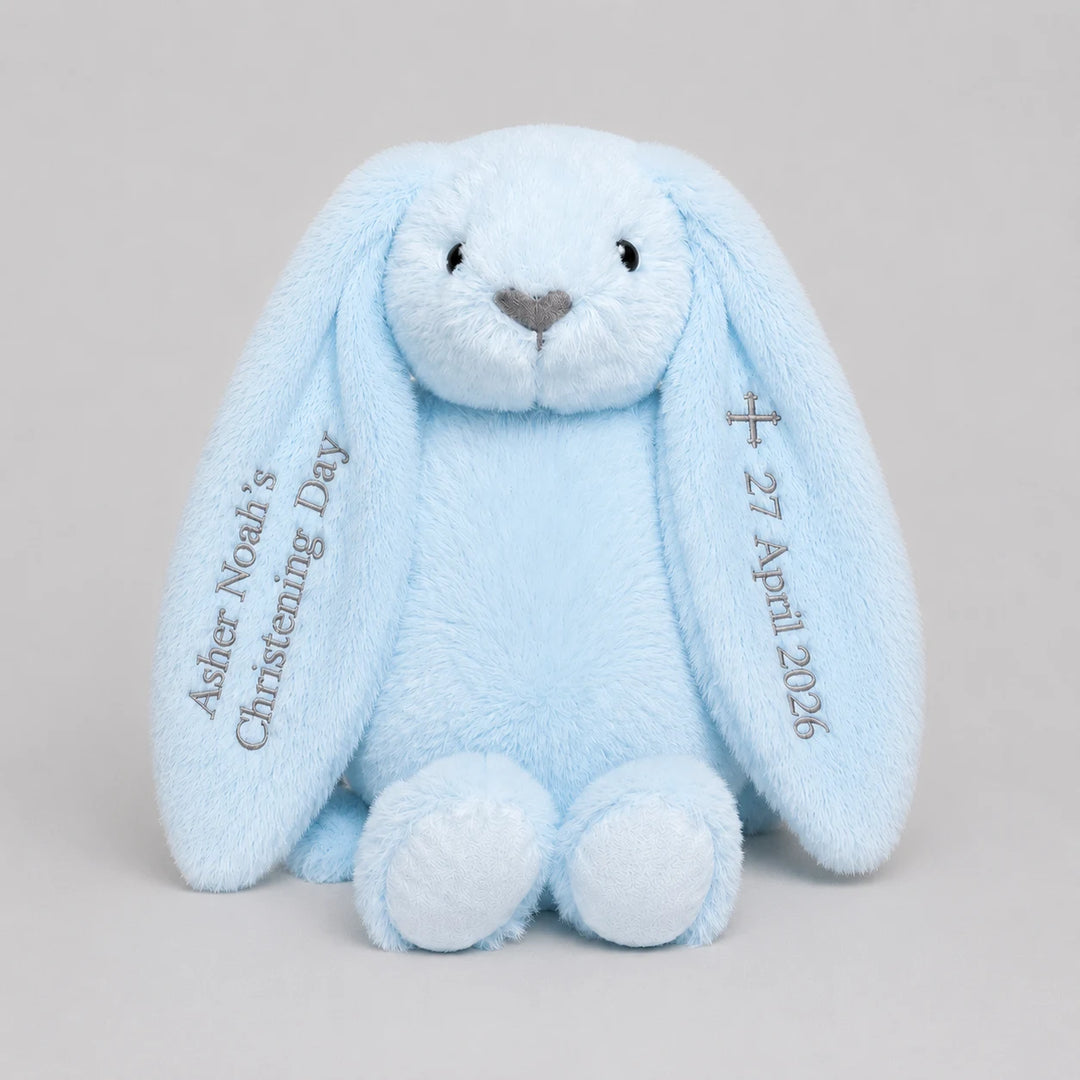 Blue Personalised christening day gift for keepsake with name and date