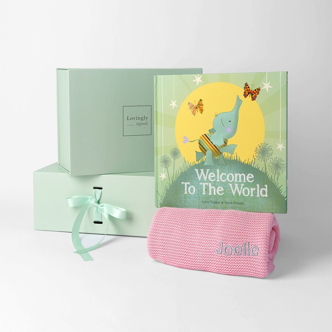 bed time stories gift set in pink