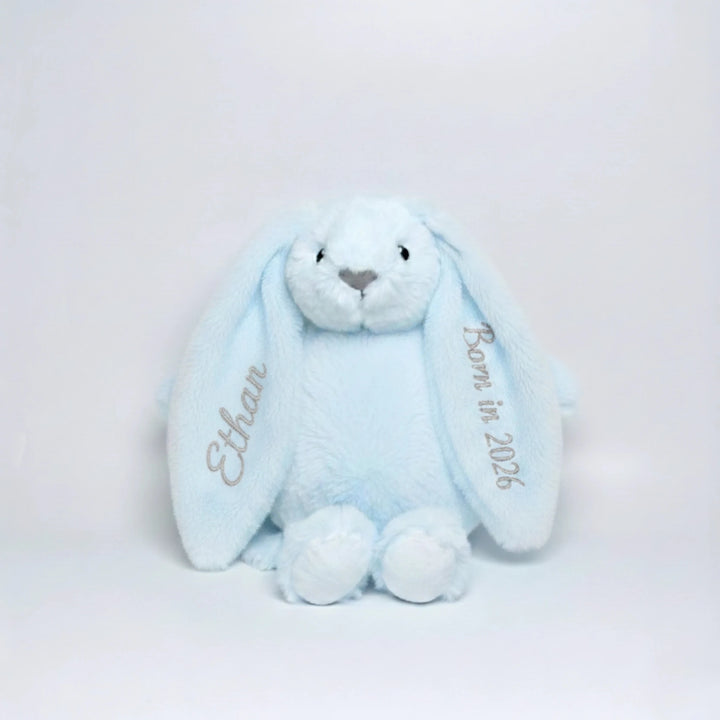 Twinkle Bunny personalised baby keepsake with 2026 birth year and embroidered name