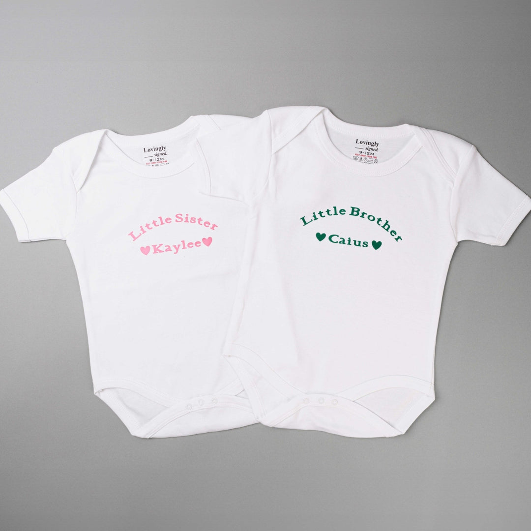 Personalised Baby Clothing with "Little Sister" and "Little Brother"