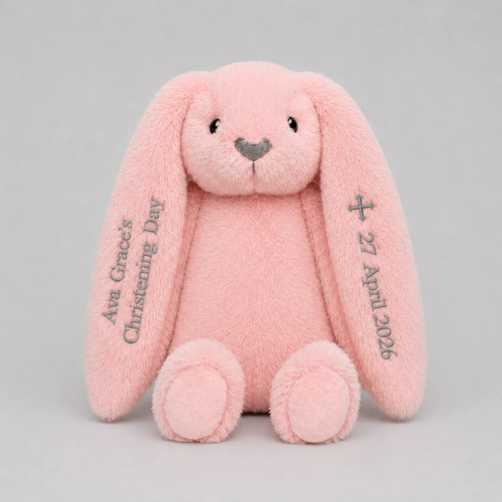 Pink Personalised christening day gift for keepsake with name and date