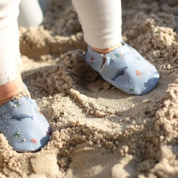 Toddler wearing Cosy Roots Vegan Shoes - Sea Buddies