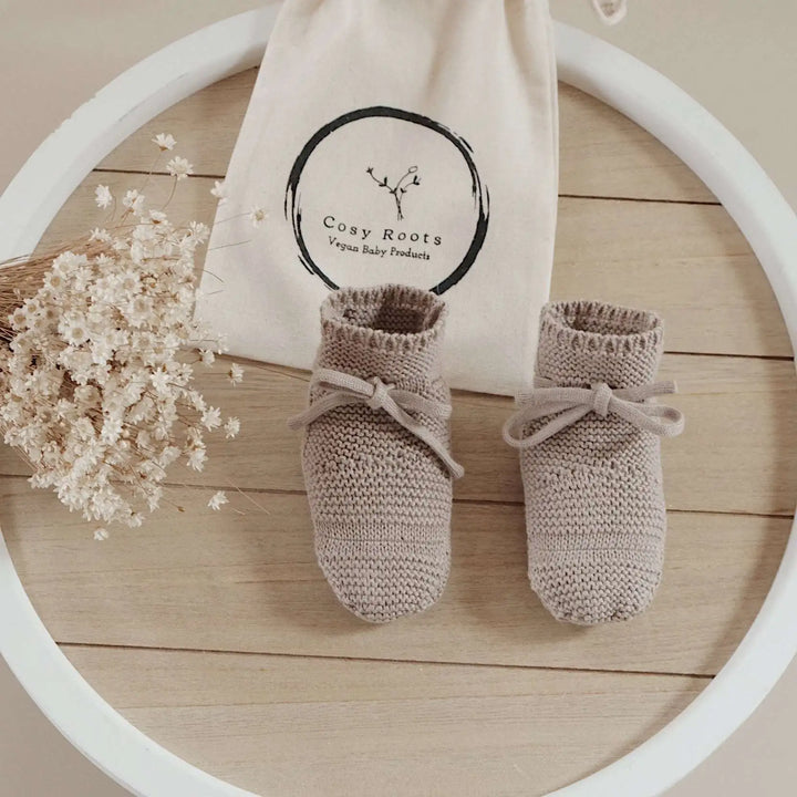 Cosy Roots Organic Knit Booties - Caramel