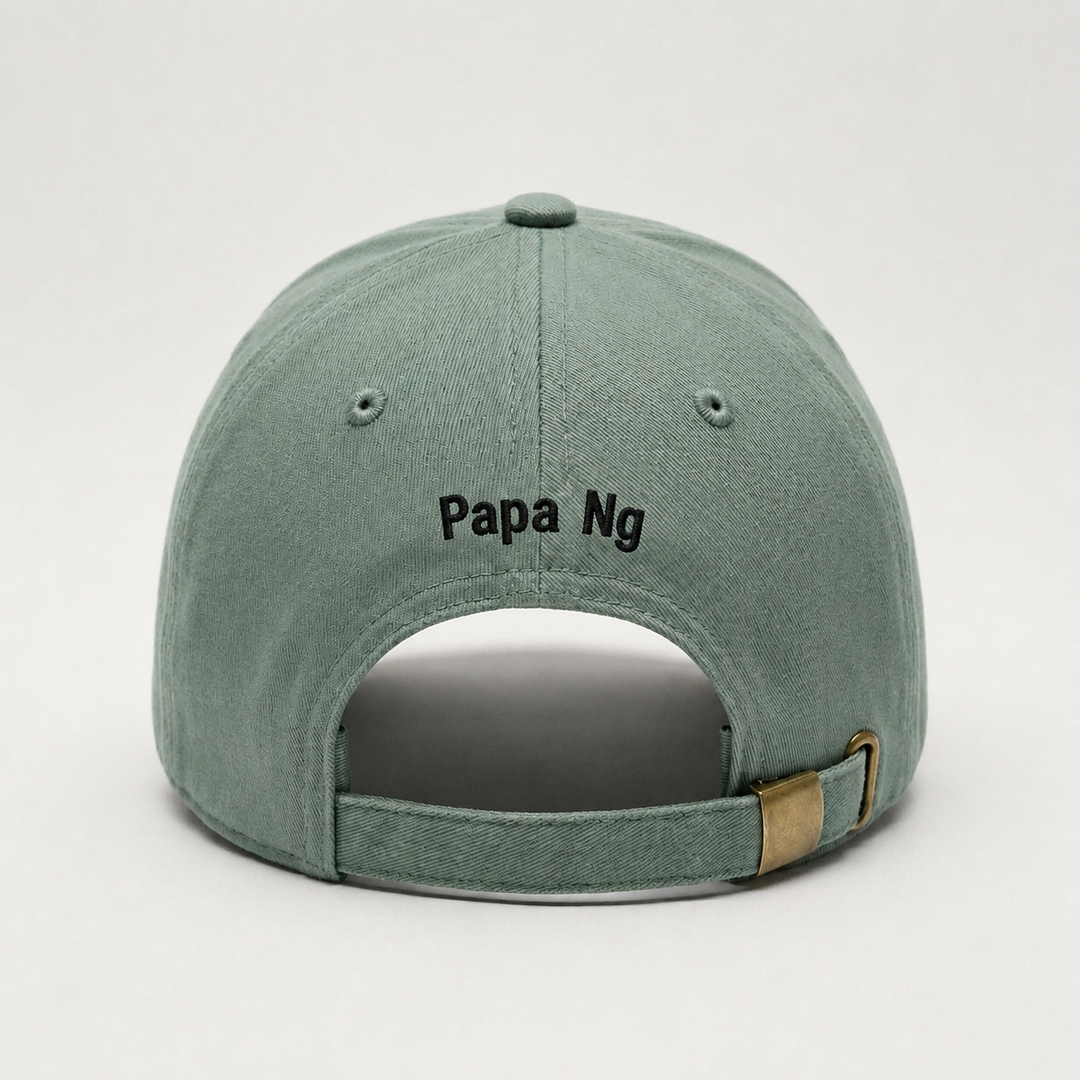 Green cap with 'Papa Ng' text on a white background