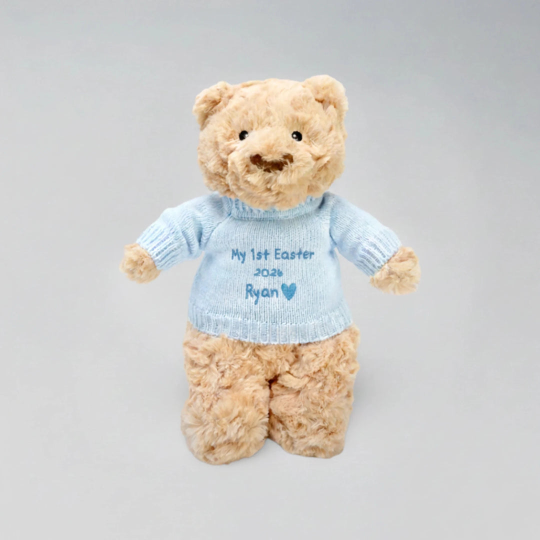Unisex Baby Gifts: Custom Easter Teddy Bear Gift | "My 1st Easter" or "Happy Easter" Jumper
