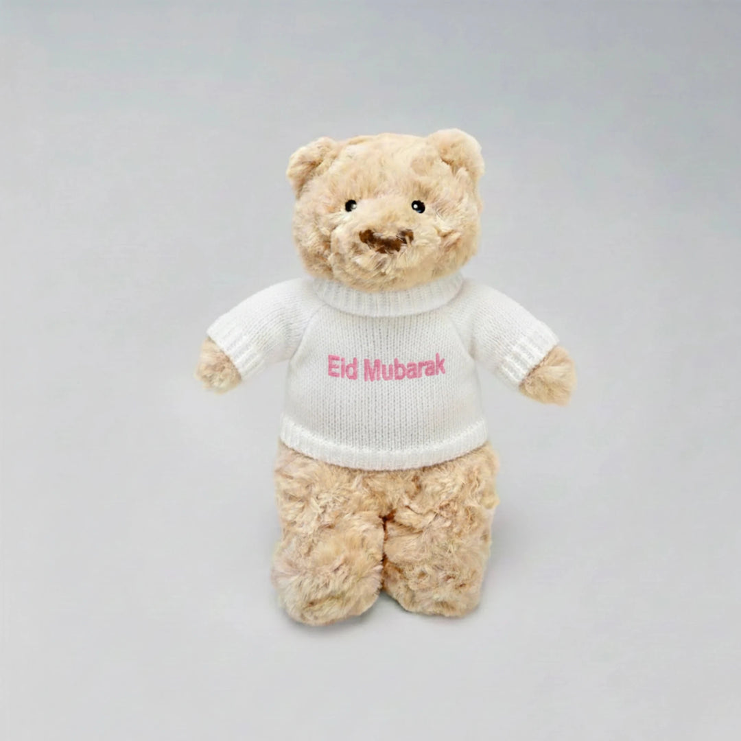 Unisex Baby Gifts: "Eid Mubarak" Teddy Bear Eid Gift | Personalised Jumper Lovingly Signed SG
