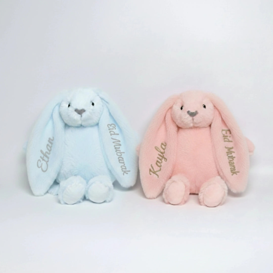 Unisex Baby Gifts: "Eid Mubarak" Bunny Eid Gift | Personalised Plushie by Lovingly Signed Singapore
