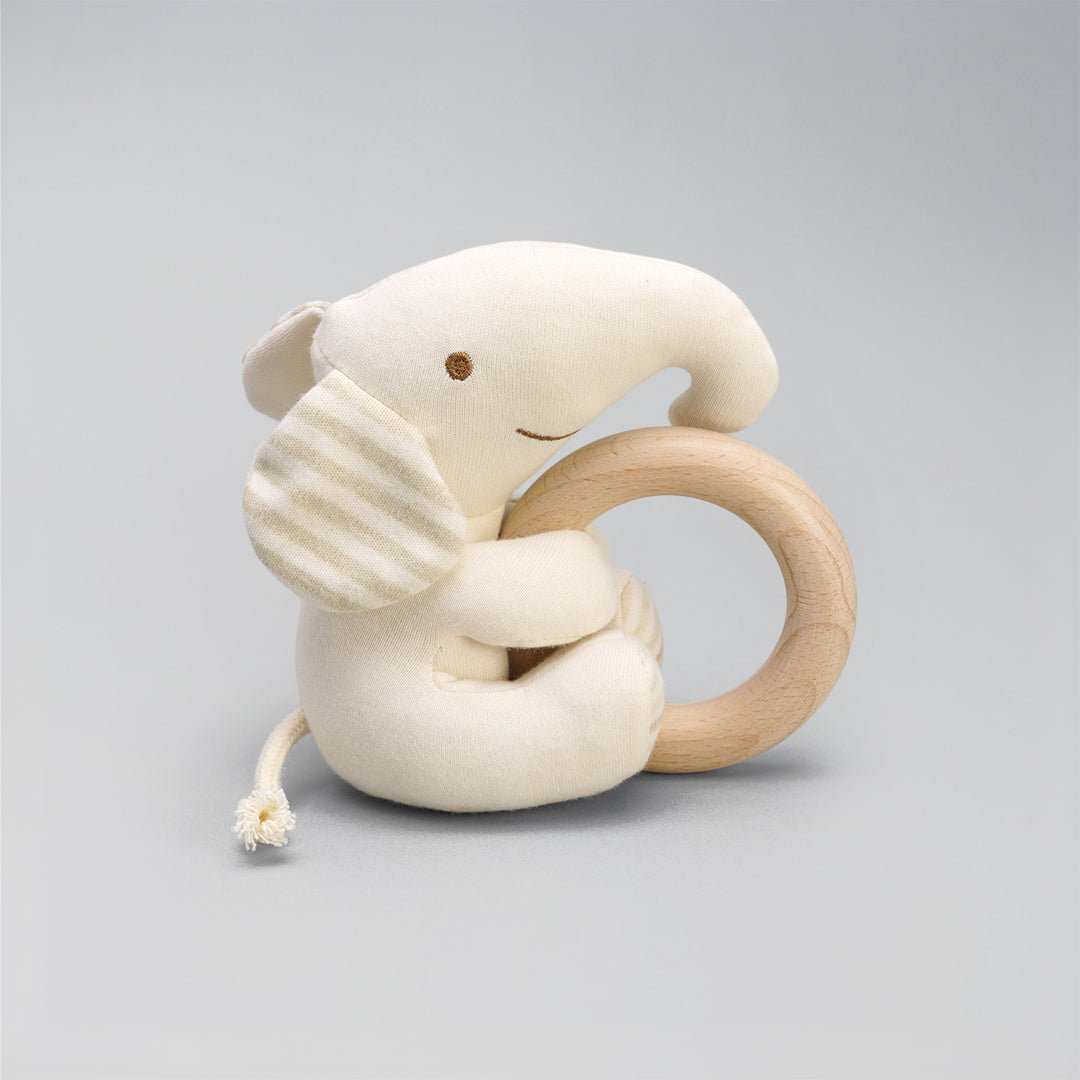  Organic Cotton Elephant Rattle 