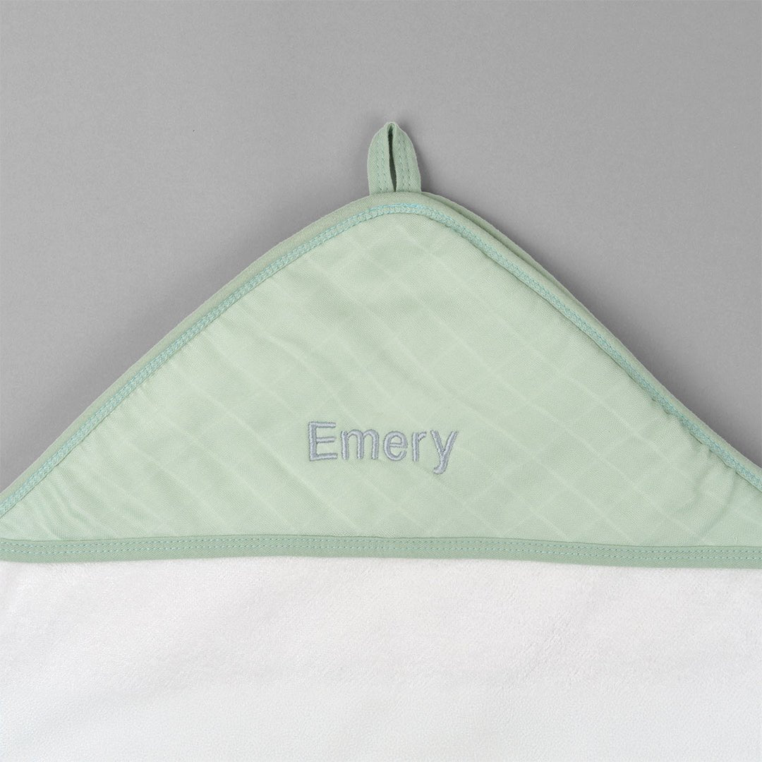 Personalised Baby Bamboo Hooded Towel in Green