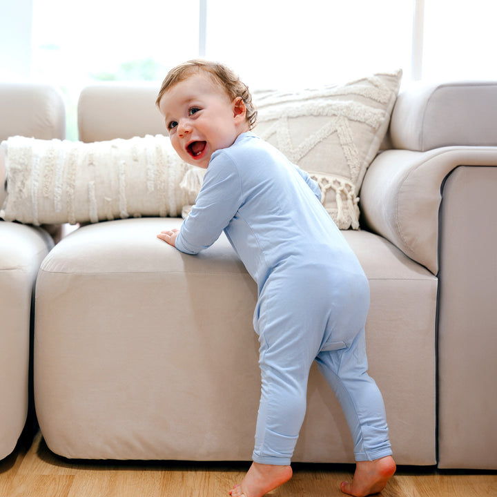 Soft and stretchy babygrow sleepsuit in classic blue. Perfect value for a premium essential