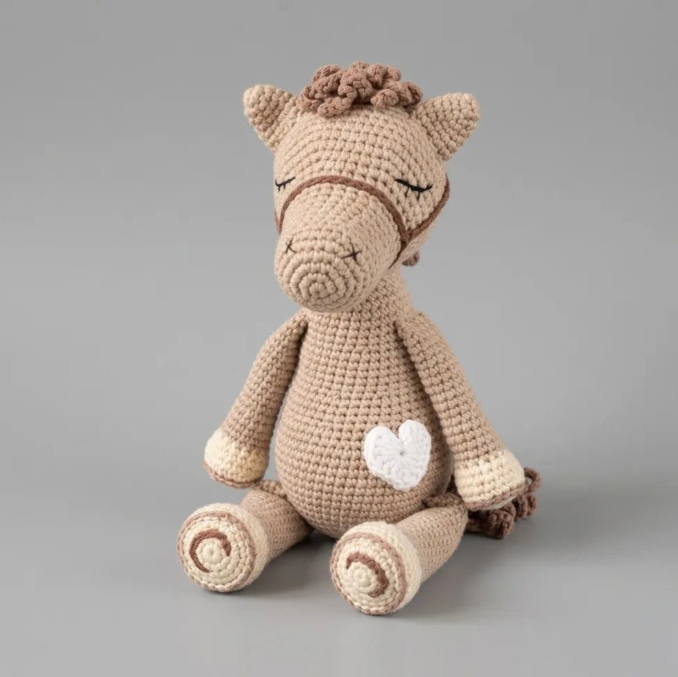 All Playtime Collection: Baby Rattle Horse Plushie | Handcrafted Crochet Toy
