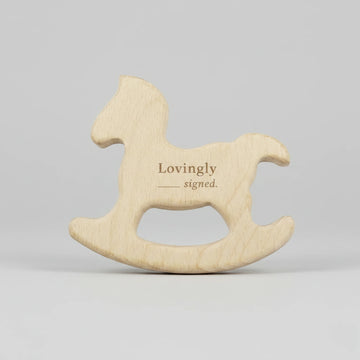 Horse-Shaped Wooden Baby Teether | Safe Natural Chew Toy for Infants