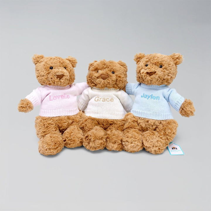 Jellycat Bartholomew Bear in Personalised Clothing