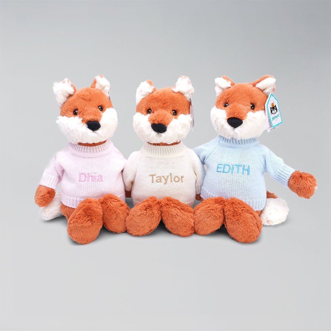 Jellycat Bashful Fox Cub in Personalised Shirt