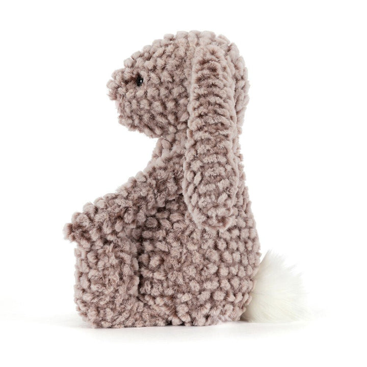 Side view of Jellycat Bashful Luxe Bunny Pine in Medium Size