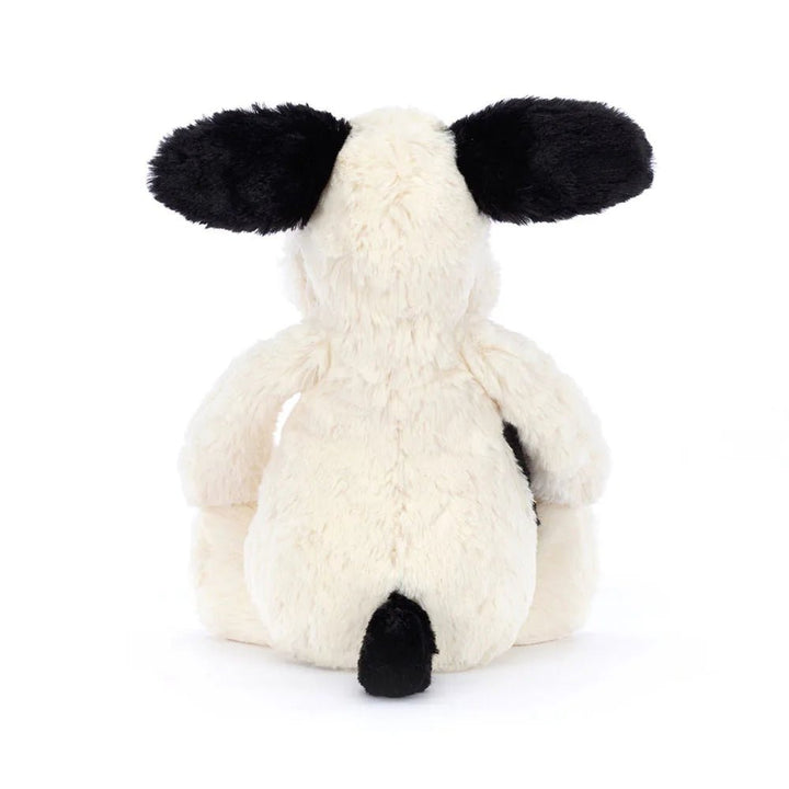 Back view of Jellycat Bashful Bashful Black & Cream Puppy in Medium Size