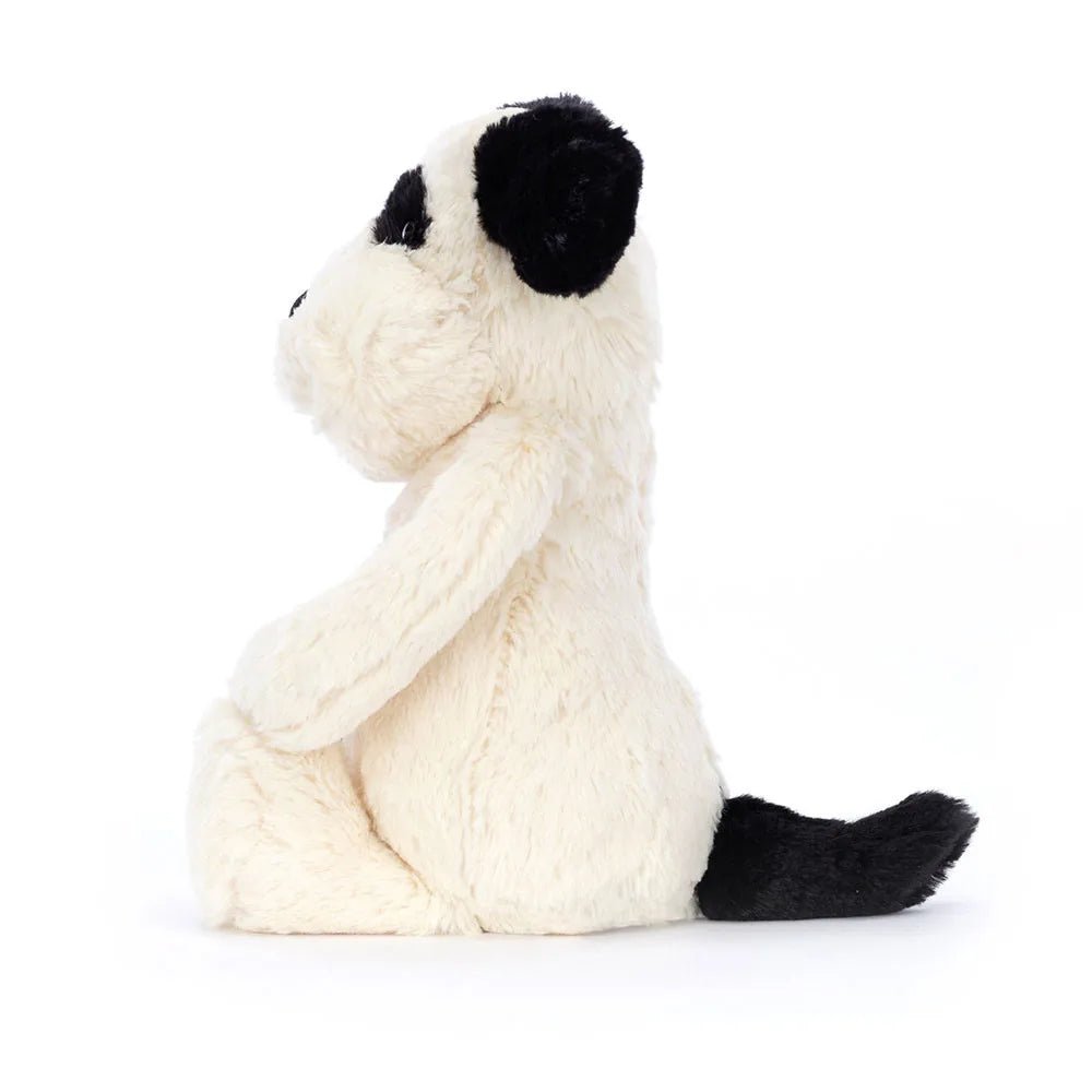 Side view of Jellycat Bashful Bashful Black & Cream Puppy in Medium Size