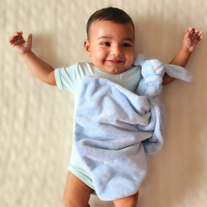 Baby covering with Jellycat Blue Soother
