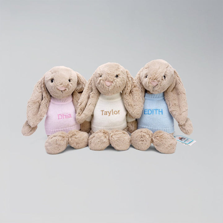 Jellycat Beige Bunny with Personalised Clothing