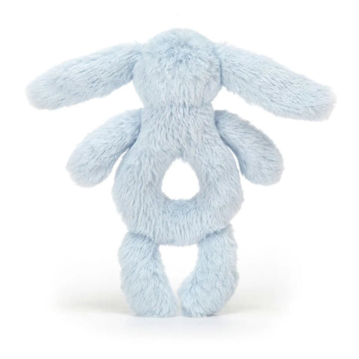 Back view of Jellycat Bashful Bunny Ring Rattle - blue