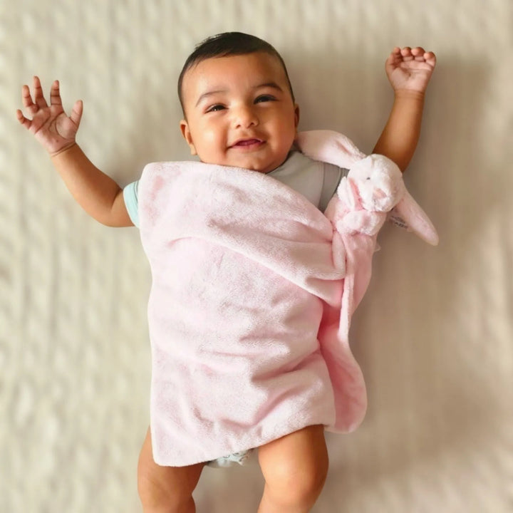 Baby covering with Jellycat Pink Soother
