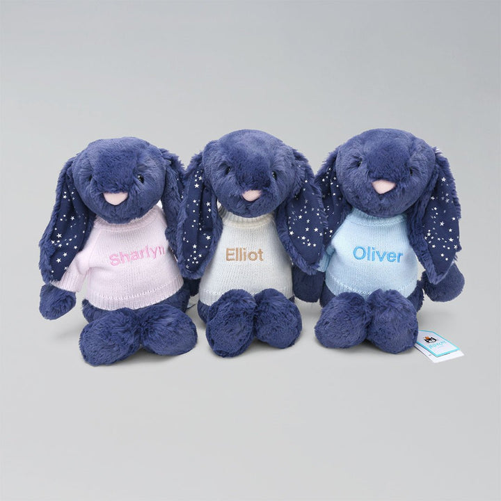 Jellycat Stardust Bunny in Personalised Clothes