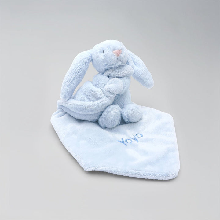 Closeup of Jellycat bunny comforter
