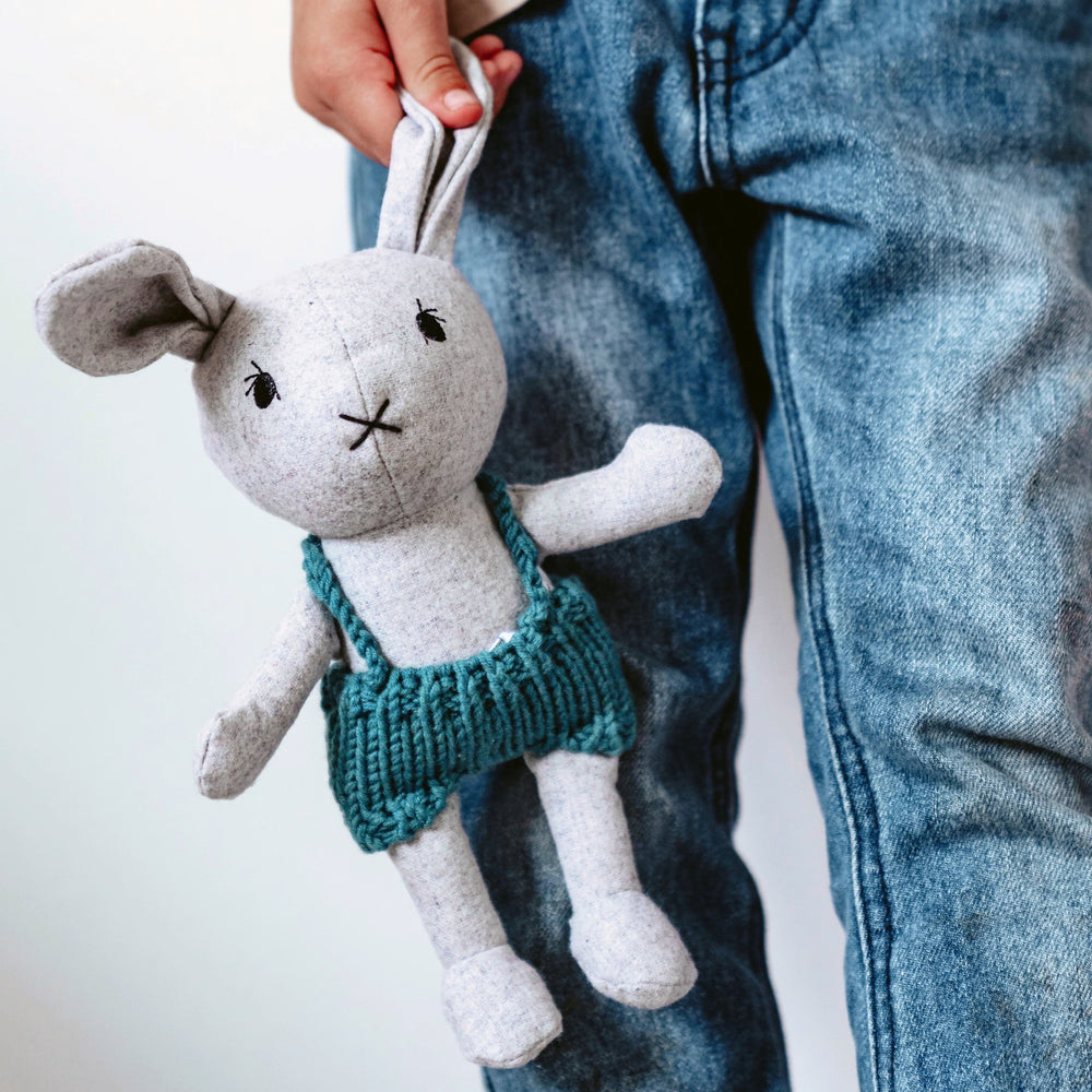 and the little dog laughed's Lionel the rabbit, made with softest wool felt blend fabrics.