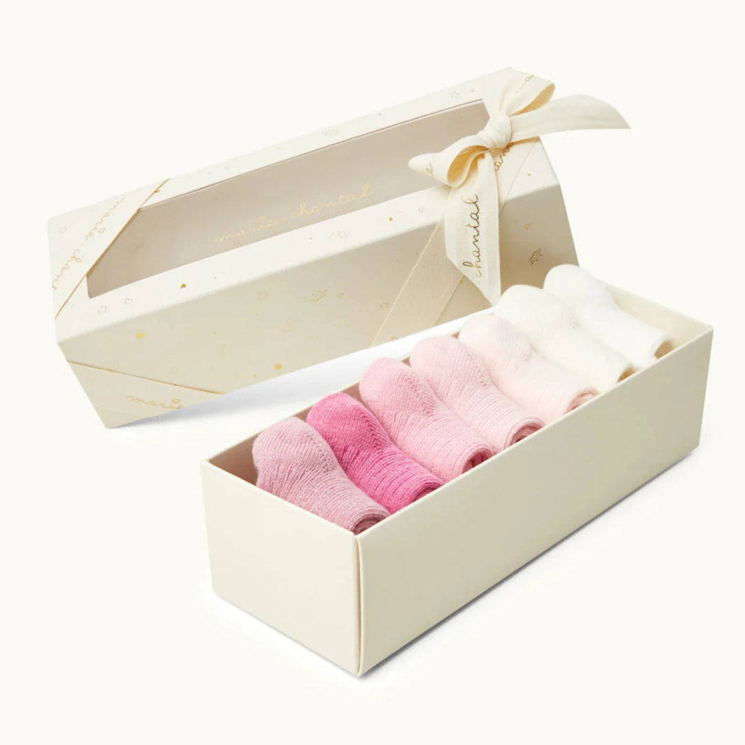 Marie Chantel Bijou Set Of 7 Socks in Pink
