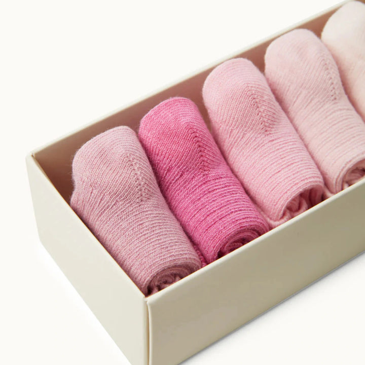 Close up of Marie Chantel Bijou Set Of 7 Socks in Pink