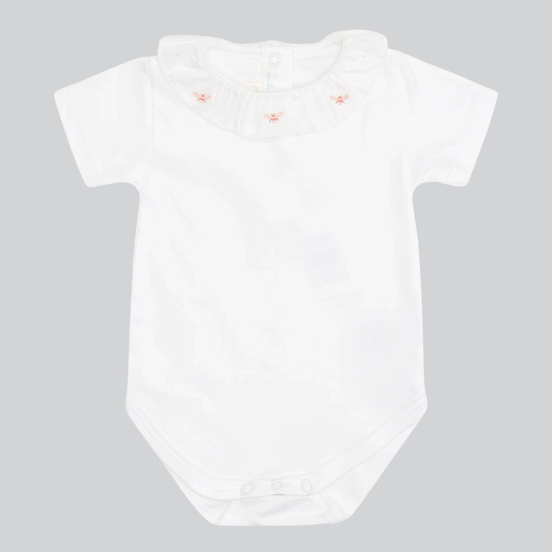  Marie Chantal's Alexandra Ruffle Collar Onesie, Bee Embroidered
