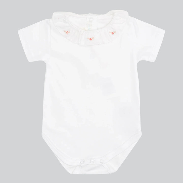  Marie Chantal's Alexandra Ruffle Collar Onesie, Bee Embroidered