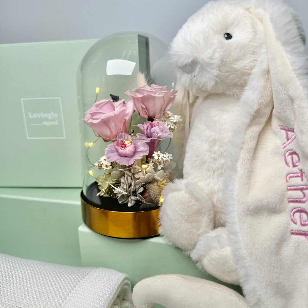 A collaboration Gift Hamper for Mum and Baby by Lovingly Signed and SJÖ Flora.