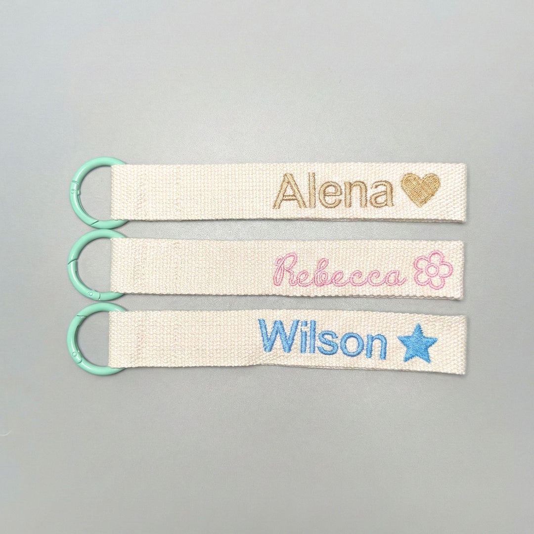 Personalised canvas luggage bag tag with keyring and custom name