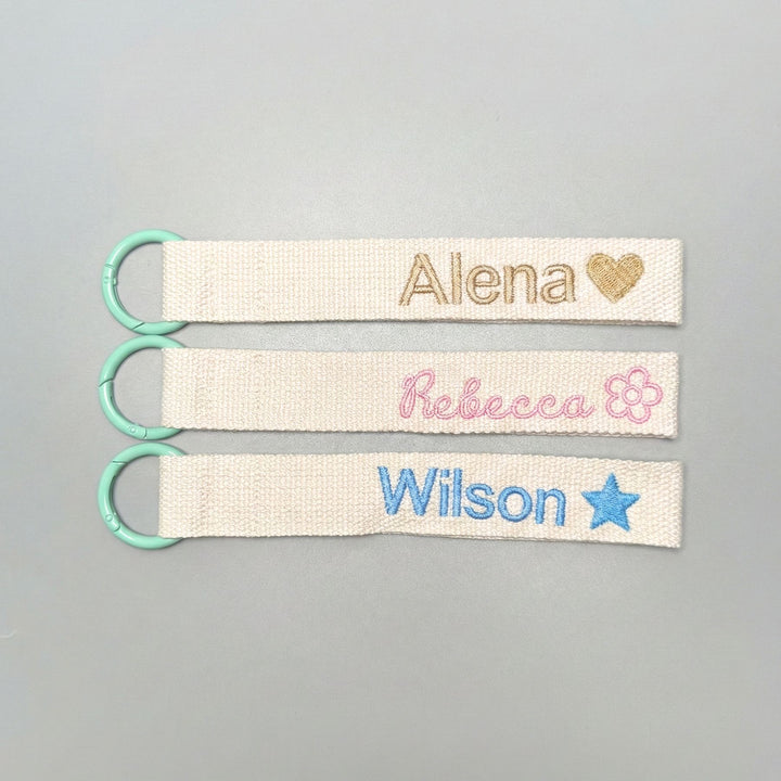 Personalised canvas luggage bag tag with keyring and custom name