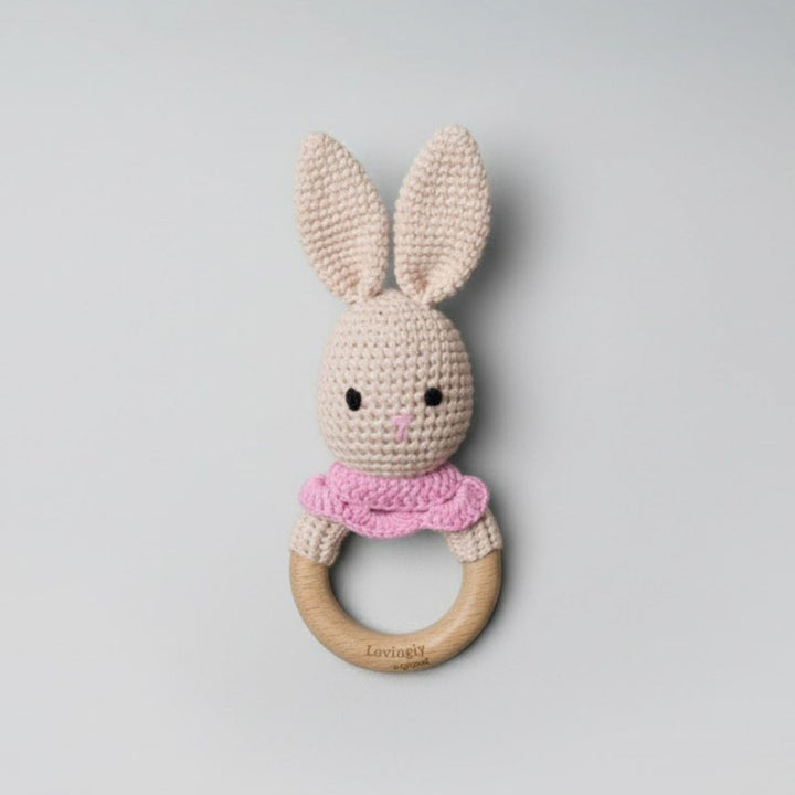 Pink Bunny Rattle Teether