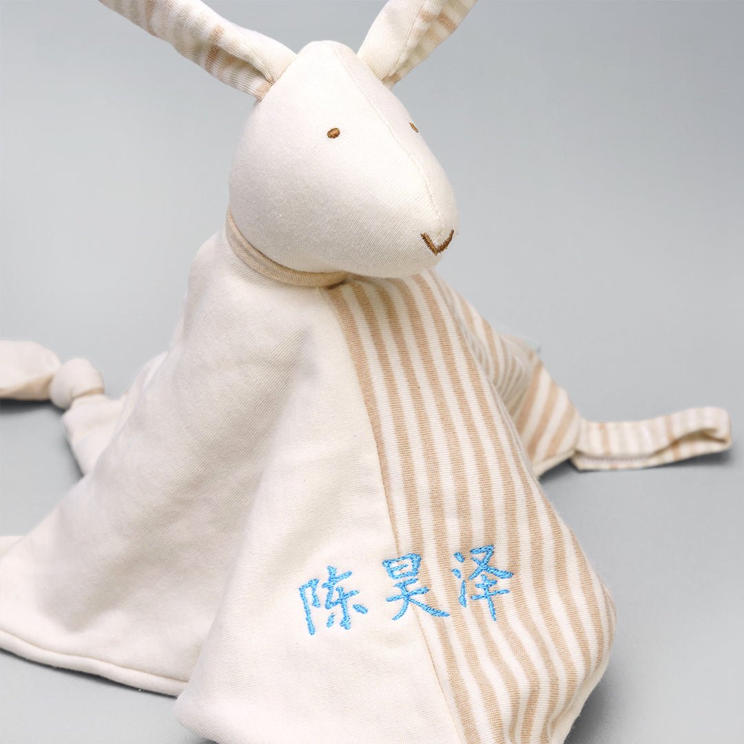 Closeup of bunny plush toy for babies
