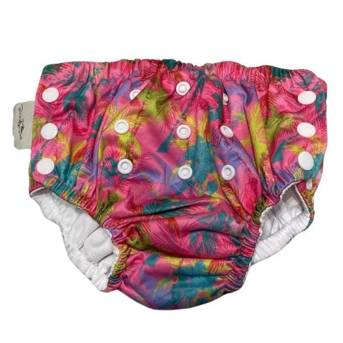 Sandbar Reusable Swim Diaper in Pink Palm Design