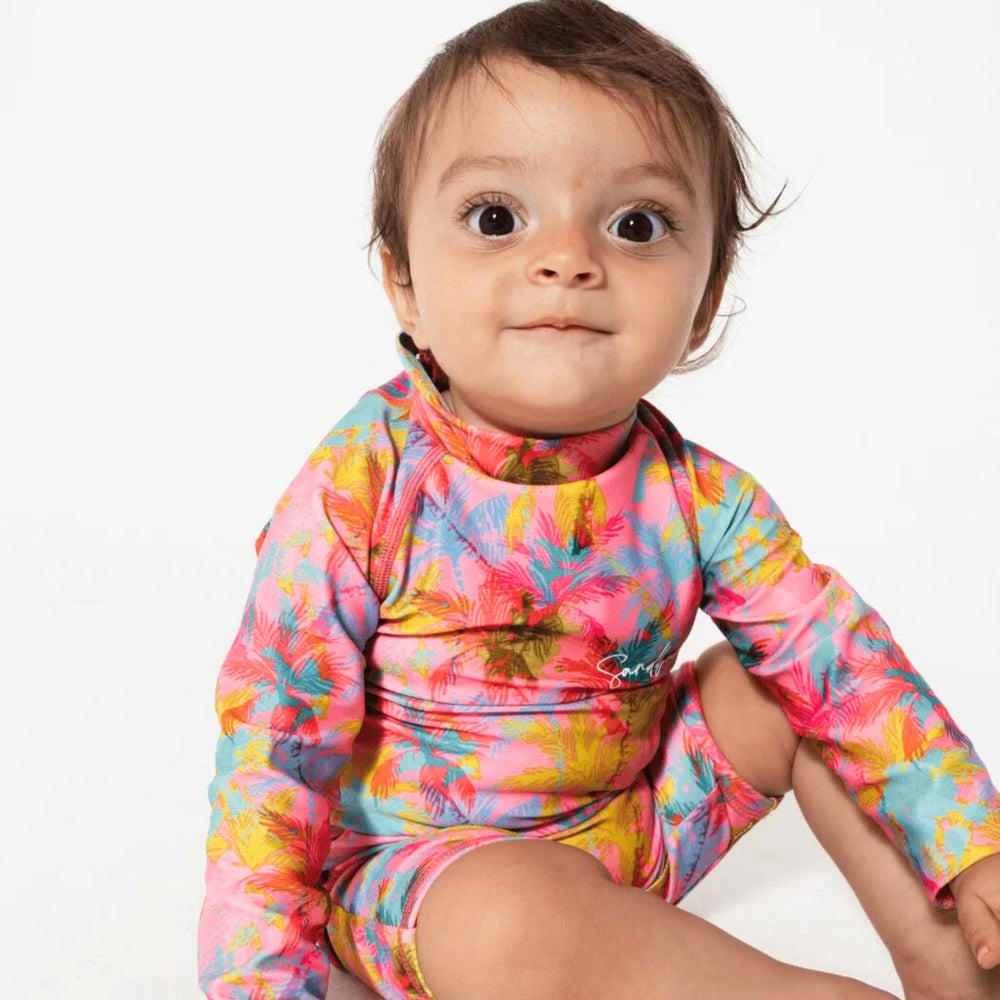 Baby in Sandbar Pink Palm Swimsuit