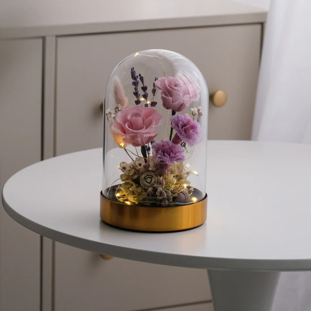 Preserved Flowers in Bell Jar by SJÖ Flora.