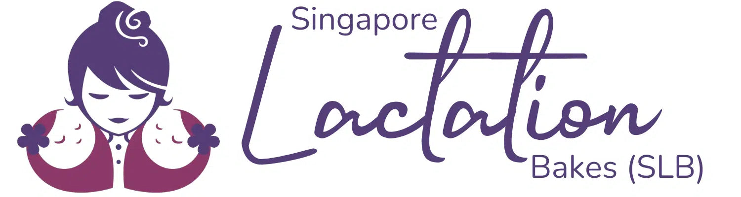 Logo of Singapore Lactation Bakes with a stylized illustration of a woman and two babies.