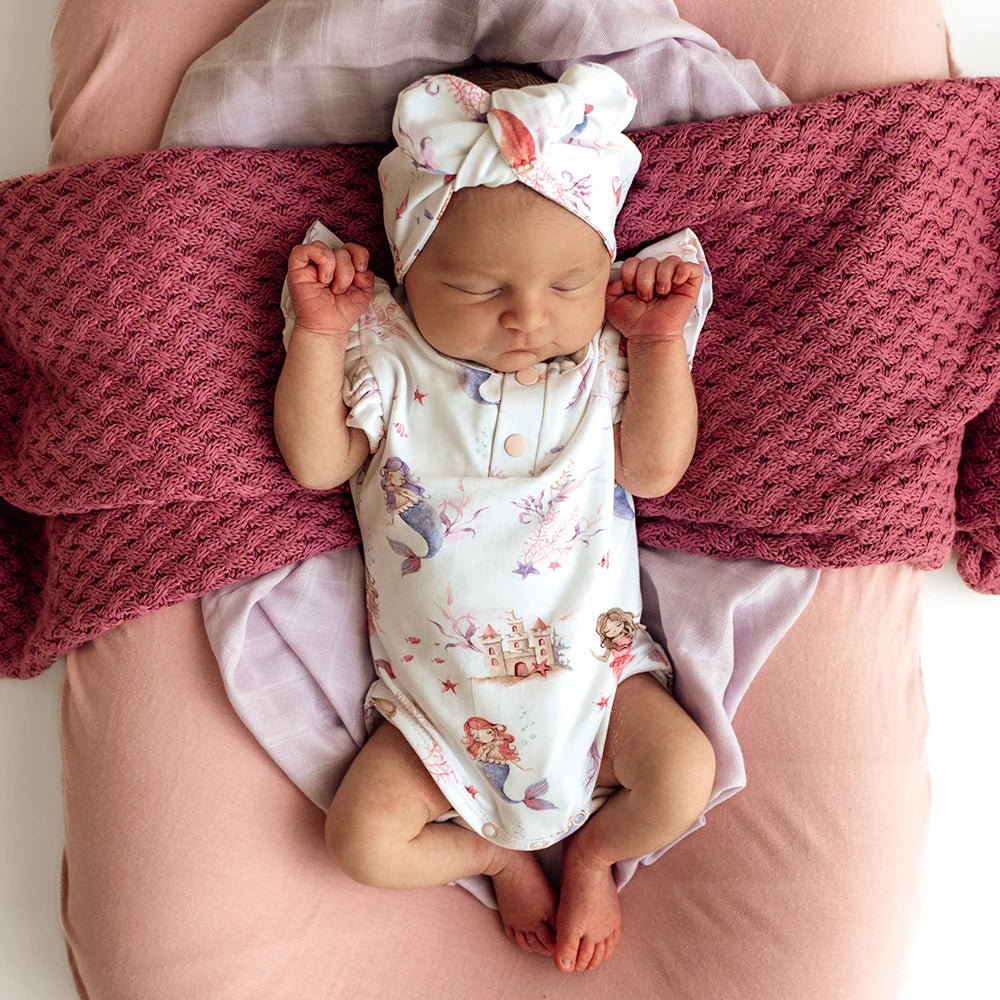 Snuggle Hunny Mermaid Short Sleeve Organic Bodysuit with Frill