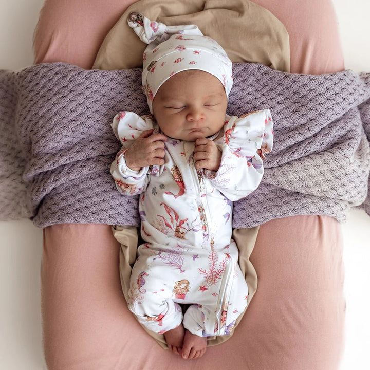 Snuggle Hunny Mermaid Organic Snugglesuit Convertible Romper with Frill